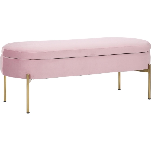 Chloe Storage Bench in Blush Pink Velvet & Gold Metal